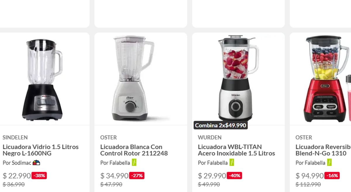 Precios de las licuadoras en Chile. Precios de las licuadoras en Chile.