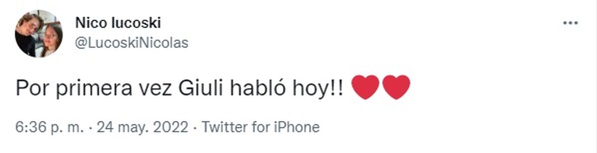 El tuit del hermano de Giuliana.