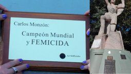 Campeón mundial y femicida: parananenses intervinieron el monumento a Monzón