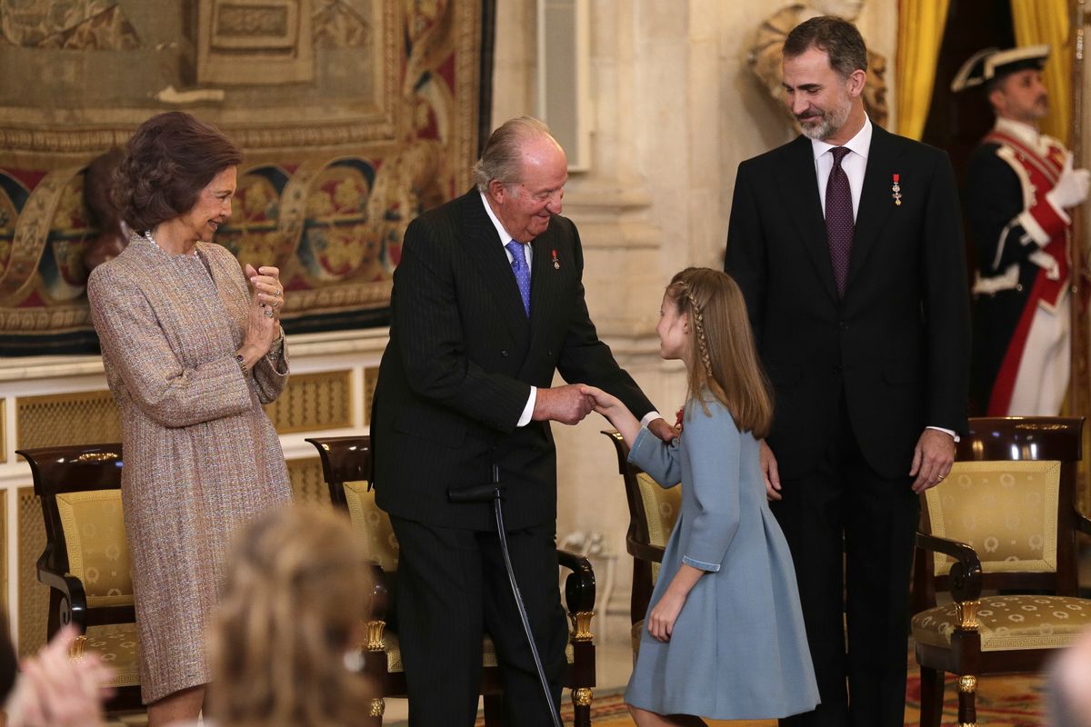 Reina Sofía, rey Felipe VI, Leonor de Borbón y Juan Carlos I. Reina Sofía, rey Felipe VI, Leonor de Borbón y Juan Carlos I.
