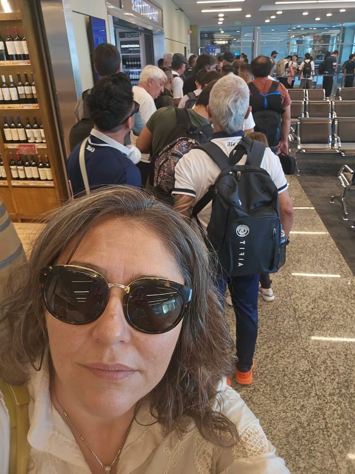 La selfie de Julieta en el aeropuerto rumbo a R&iacute;o.