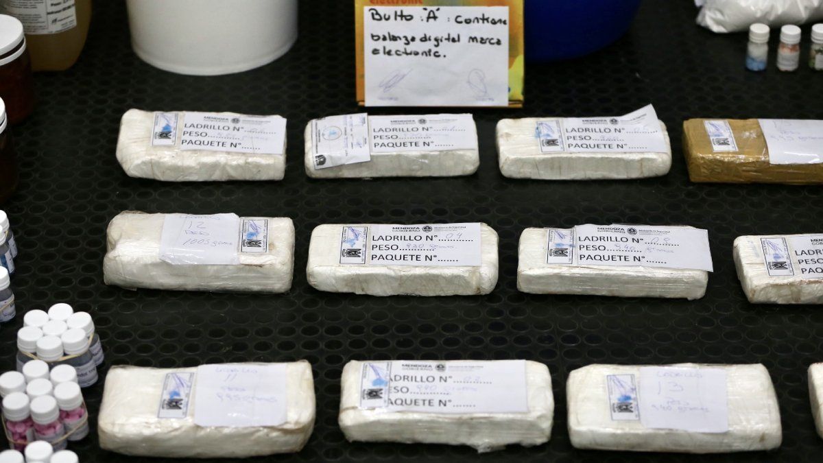 Los elementos secuestradas a la banda de narcotráfico en Mendoza.