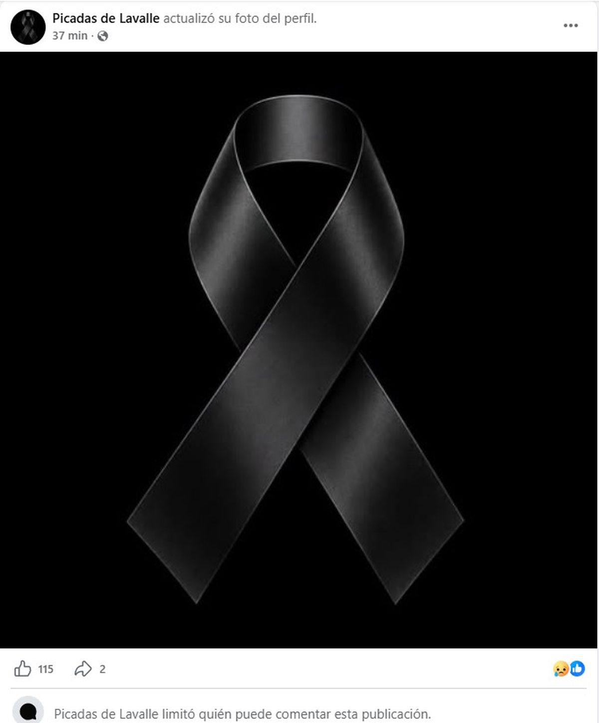 Imagen de la página de Facebook de Picadas de Lavalle poco después de conocerse la noticia de la muerte de Morena González.El posteo restringió los comentarios. El sitio no emitió ningún otro tipo de comunicaciones. Imagen de la página de Facebook de Picadas de Lavalle poco después de conocerse la noticia de la muerte de Morena González.El posteo restringió los comentarios. El sitio no emitió ningún otro tipo de comunicaciones.