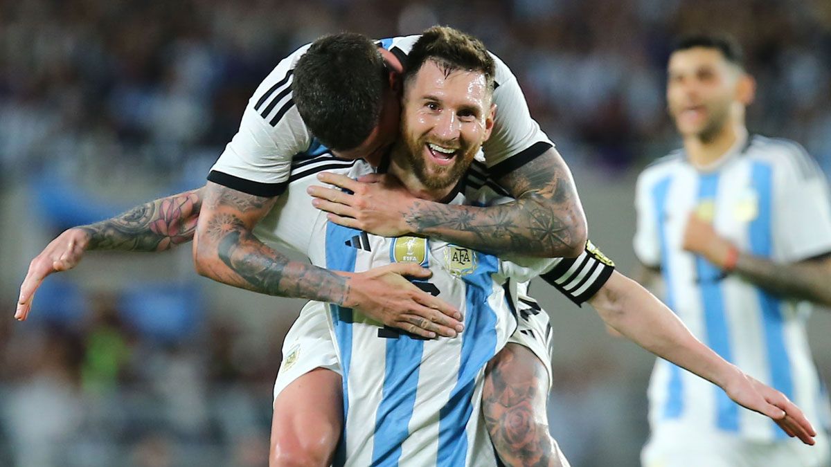 Lionel Messi festeja el segundo gol de la Selección argentina ante Panamá.