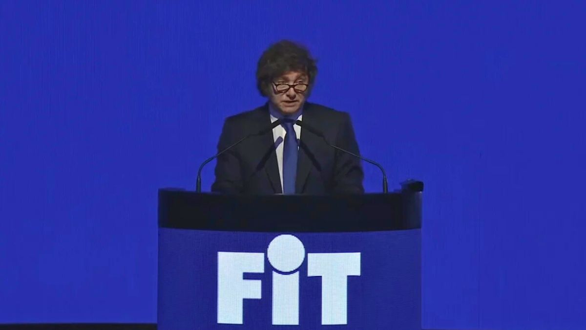 El presidente Javier Milei durante su discurso de este sábado en La Rural.