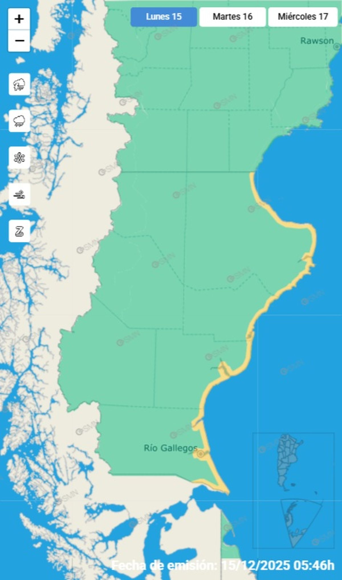 Esta es la única provincia en alerta por viento. Esta es la única provincia en alerta por viento.