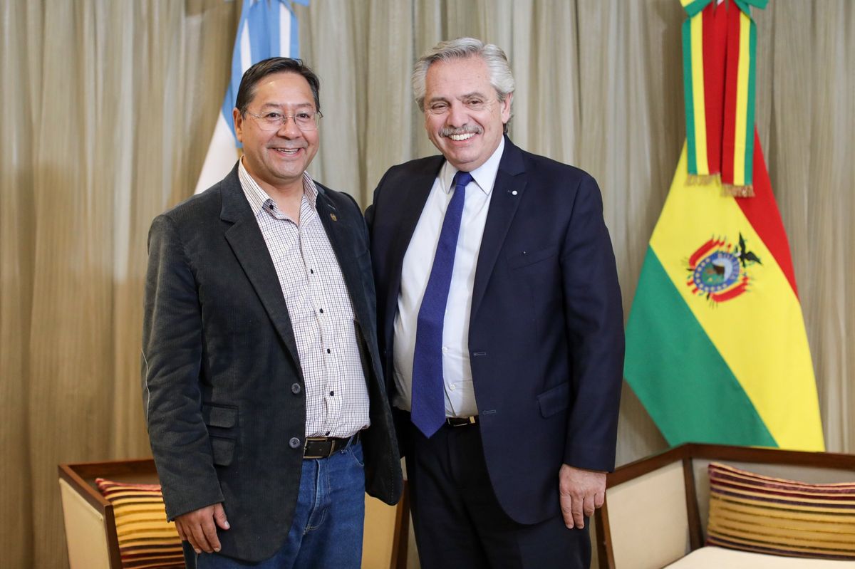 Alberto Fernández junto al presidente de Bolivia