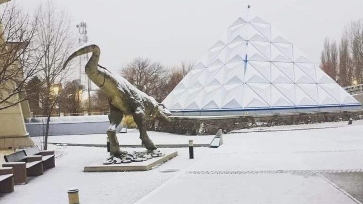 Imagen de la nieve en el centro de Malargüe.