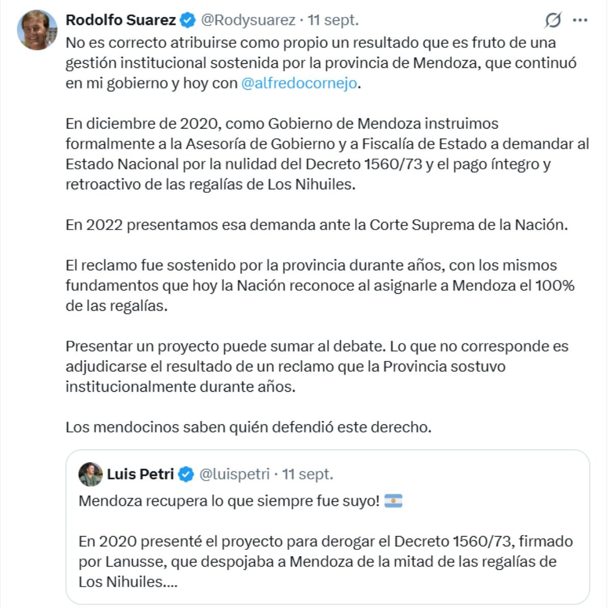 Suarez marcó límites en la sintonía con Petri. Debate a la vista. Suarez marcó límites en la sintonía con Petri. Debate a la vista.