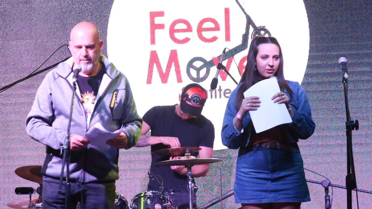 Pablo Pérez Delgado, a cargo de la conducción del aniversario de Radio Nihuil, y Anita Amores, en el festejo de FM Brava.