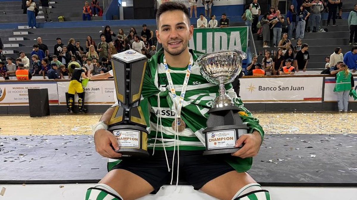 Facundo Navarro ganó el Mundial de Clubes de hockey sobre patines de San Juan con el Sporting de Portugal.