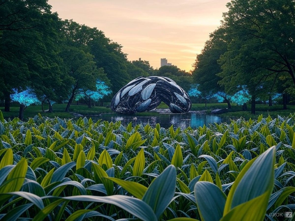 La convivencia entre lo verde natural y lo metálico de lo artificial. La convivencia entre lo verde natural y lo metálico de lo artificial.