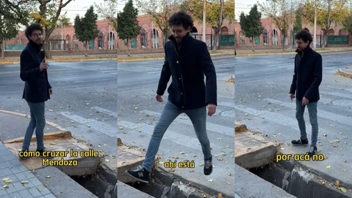 Se calzó la 10 y le enseñó a los turistas cómo cruzas las calles de Mendoza