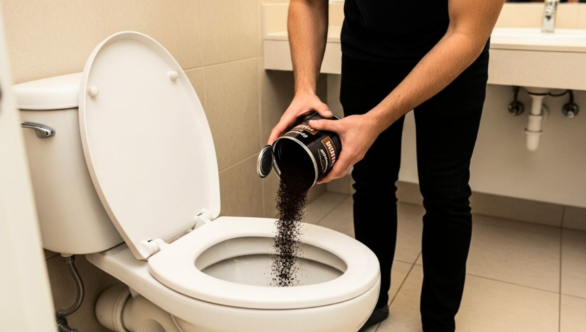 Colocar café en el inodoro del baño puede ser controversial