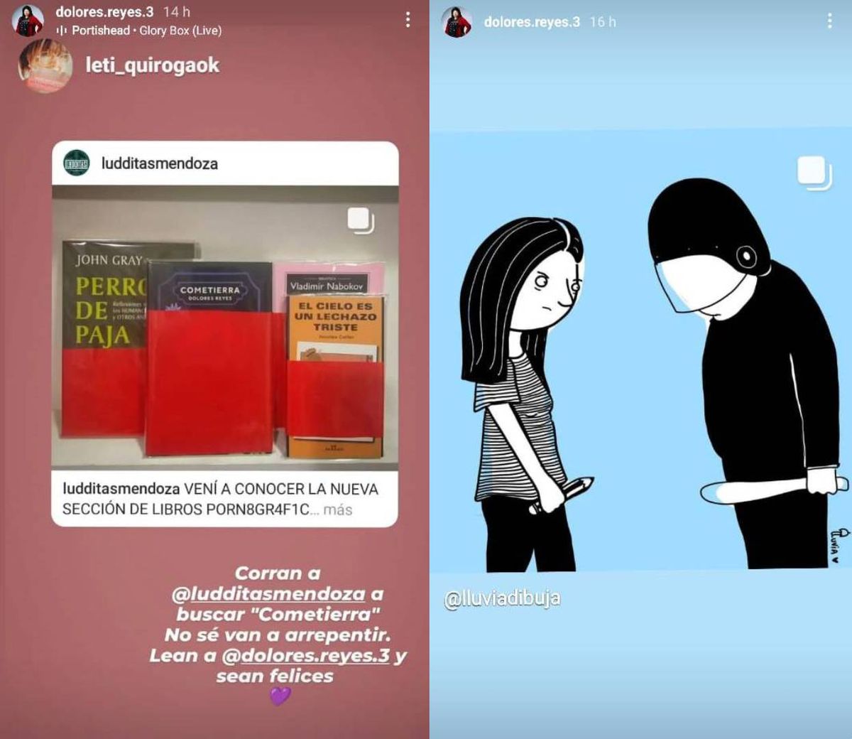 Algunas de las historias que compartió en su cuenta en Instagram la autora del libro Algunas de las historias que compartió en su cuenta en Instagram la autora del libro