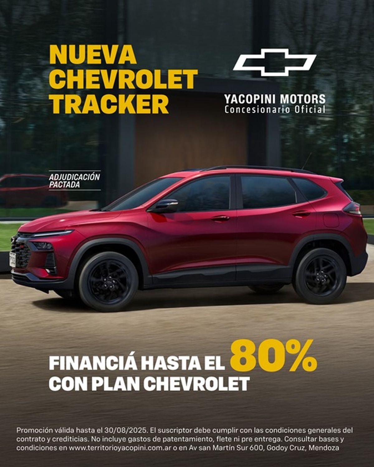 Quienes suscriban un plan para un Onix o una Tracker podrán acceder a un 50% de descuento en la primera cuota y a gastos de retiro fijos de $500.000.