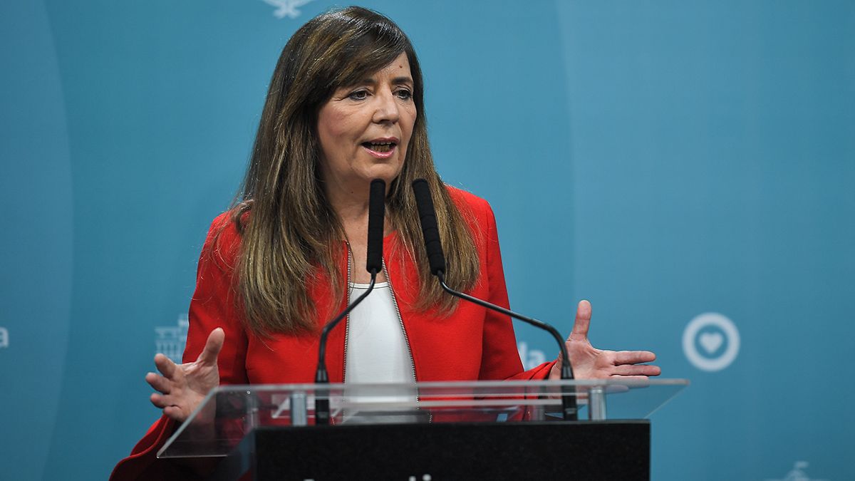Gabriela Cerruti durante la conferencia de prensa en Casa Rosada.