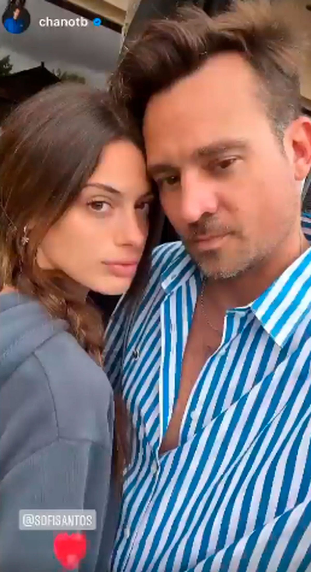 Sofía Santos y Chano compartieron la misma foto en sus historias de Instagram.