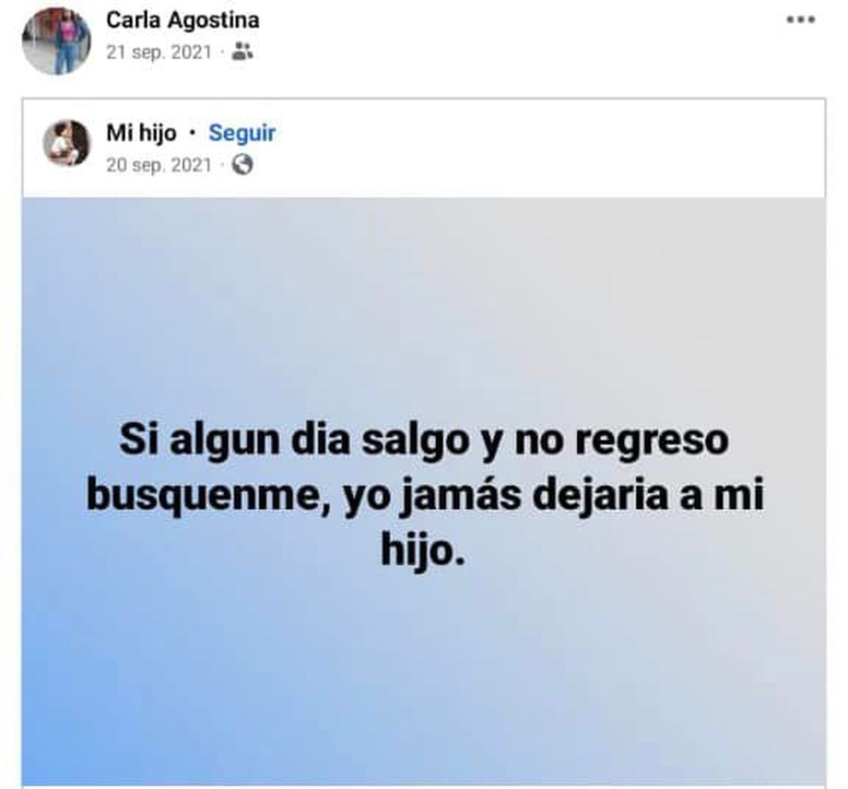 Uno de los posteos que hizo Carla Agostina Trigo (22) antes del femicidio.