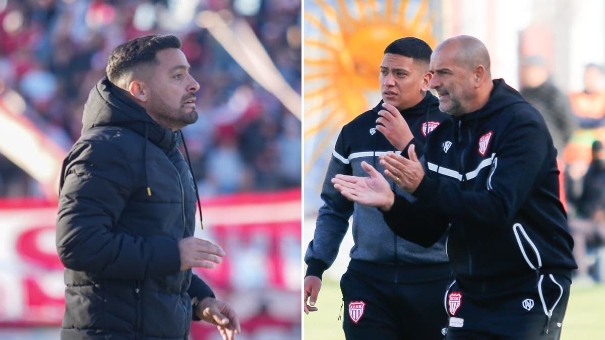 Huracán Las Heras y Atlético San Martín jugarán de visitantes por la 2da fecha de la Fase Reválida. En la foto están Gabriel Vallés (DT del Globo) y Christian Corrales (DT del Albirrojo).
