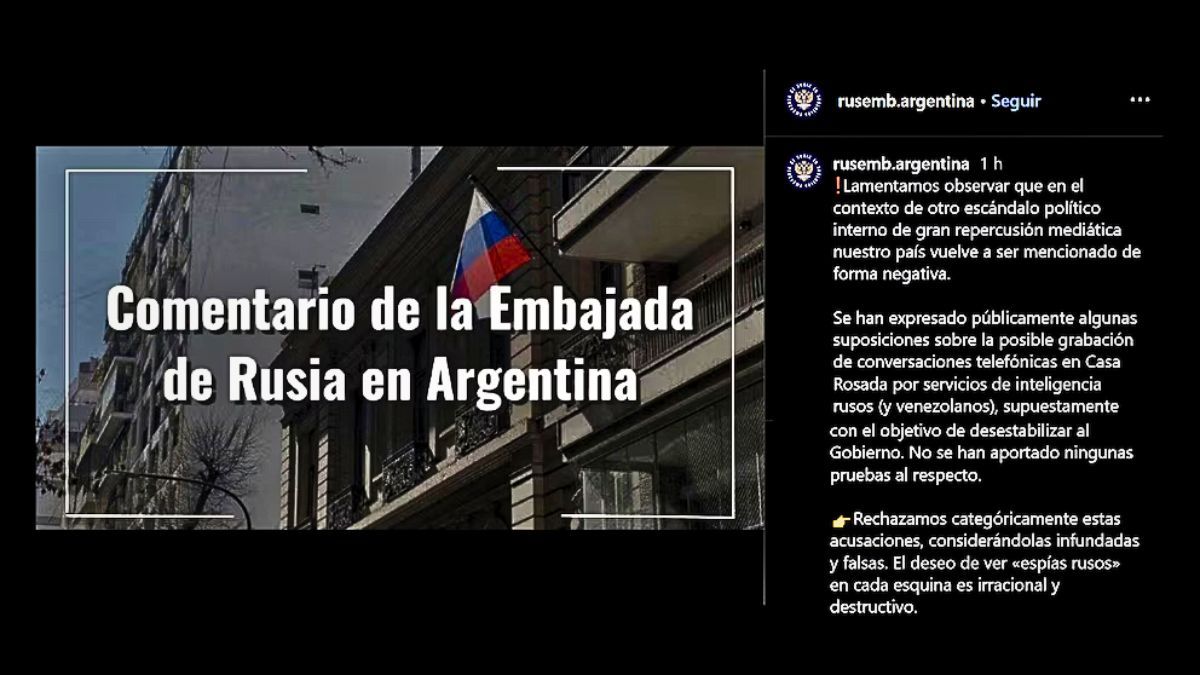 La Embajada de Rusia en Argentina emtió un comunicado tras ser implicados en la filtración de audios de Karina Milei.