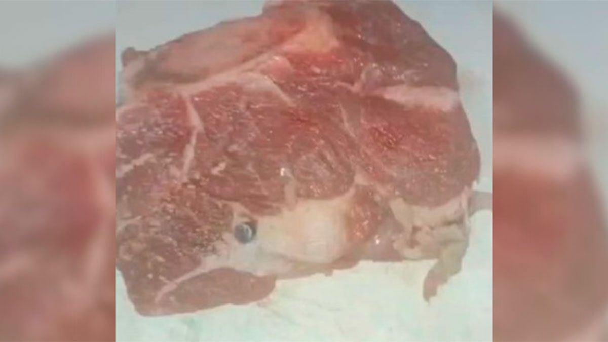Una mujer compró carne y el corte tenía una bala adentro.