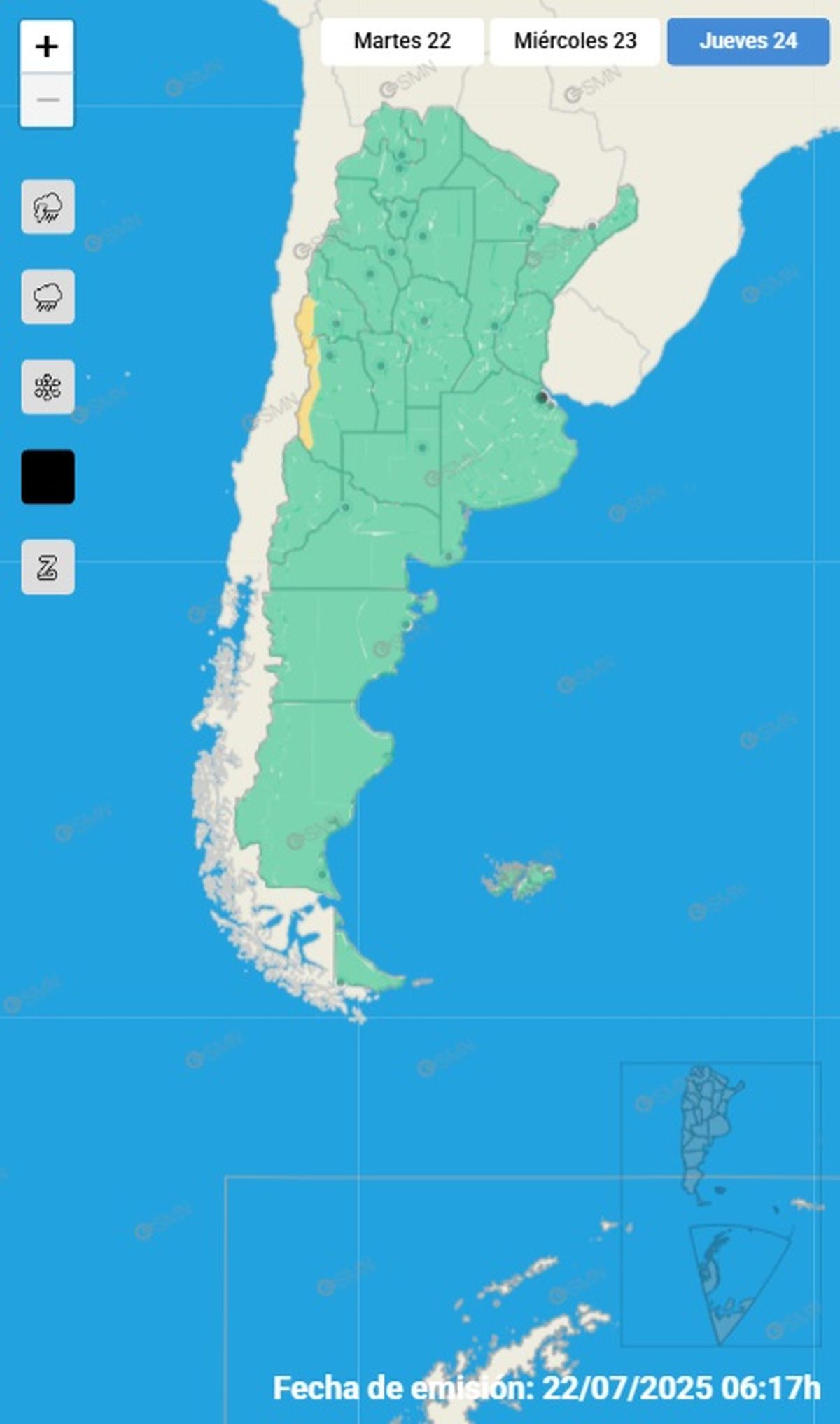 Estas son las provincias afectadas este jueves Estas son las provincias afectadas este jueves