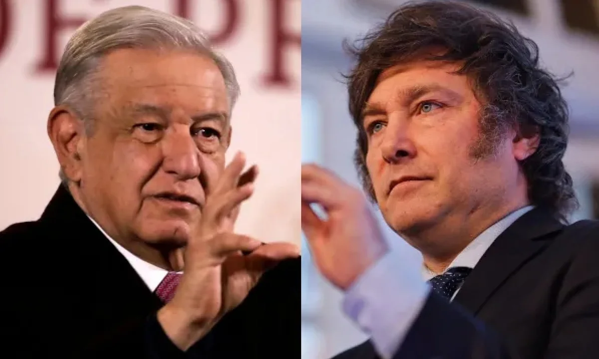 &nbsp;Javier Milei y Manuel López Obrador.﻿