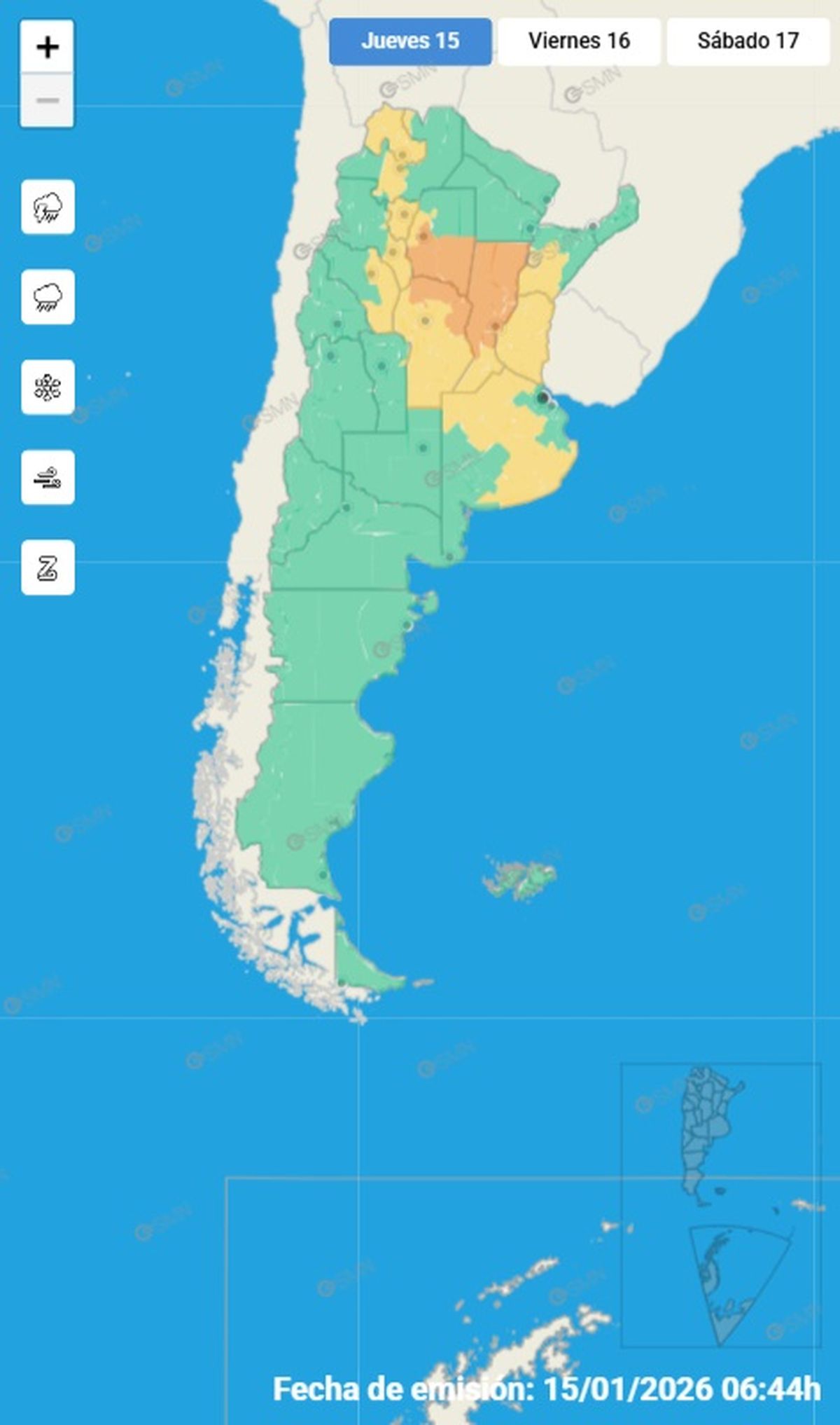 Fuertes tormentas llegan a estas provinicas este jueves.