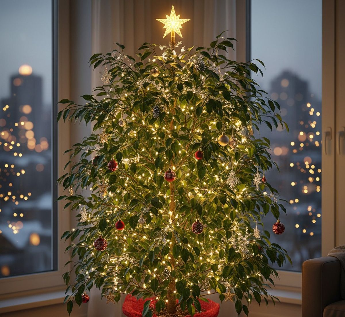 El Ficus benjamina es una de las plantas que puede reemplazar al &aacute;rbol de Navidad.