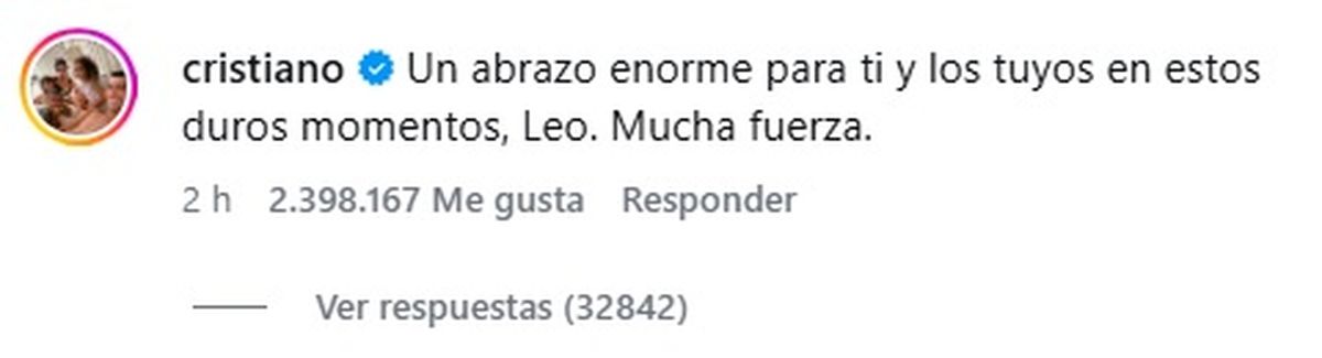 El mensaje de Cristiano Ronaldo a Lionel Messi.