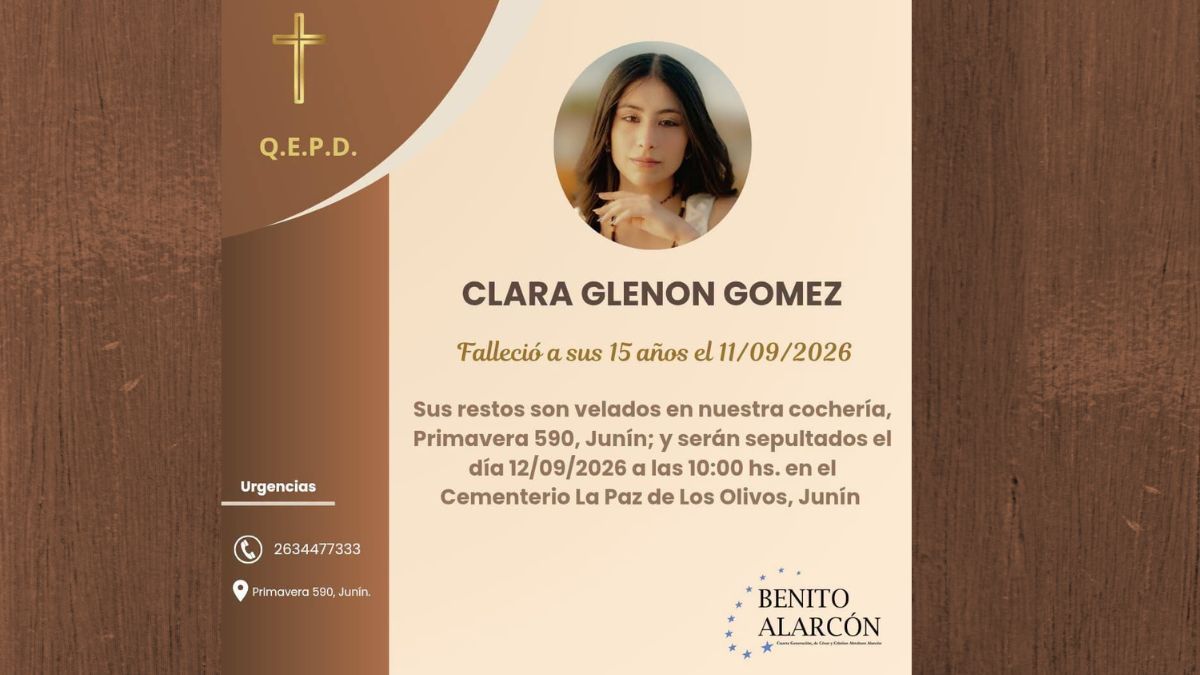 El sepelio de Clarita Glenon G&oacute;mez ser&aacute; este s&aacute;bado en el cementerio La Paz de los Olivos, de Jun&iacute;n.&nbsp;