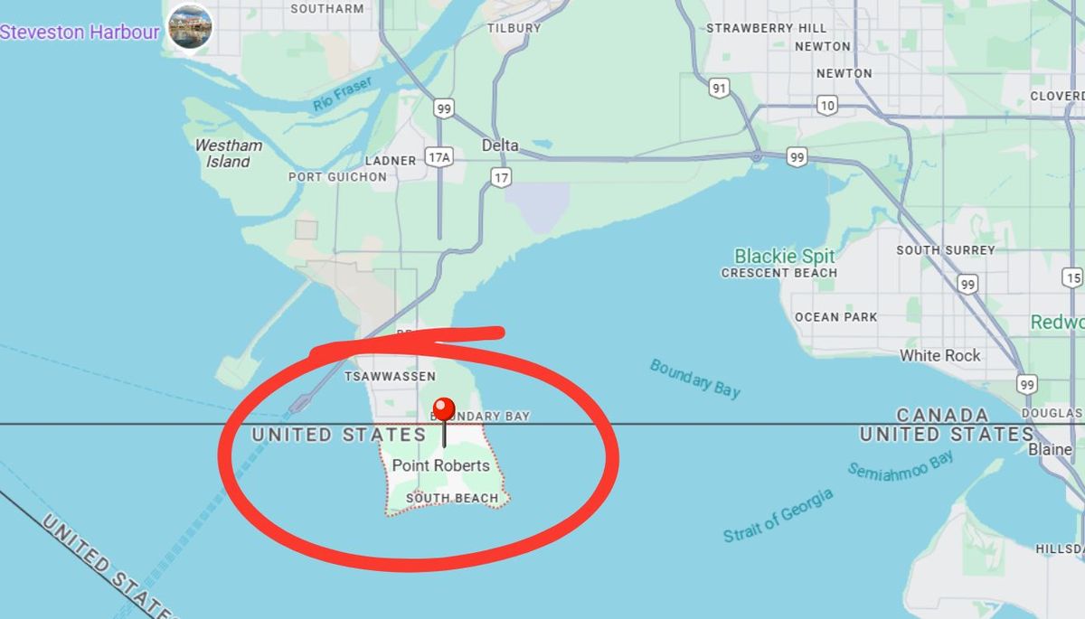 El pueblo estadounidense al que solo se accede por una carretera canadiense. Imagen: Redacción Diario Uno. El pueblo estadounidense al que solo se accede por una carretera canadiense. Imagen: Redacción Diario Uno.