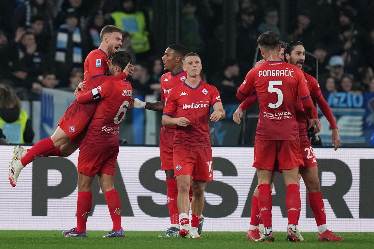 Lucas Beltrán celebra su gol para la Fiorentina ante la Lazio. Lucas Beltrán celebra su gol para la Fiorentina ante la Lazio.