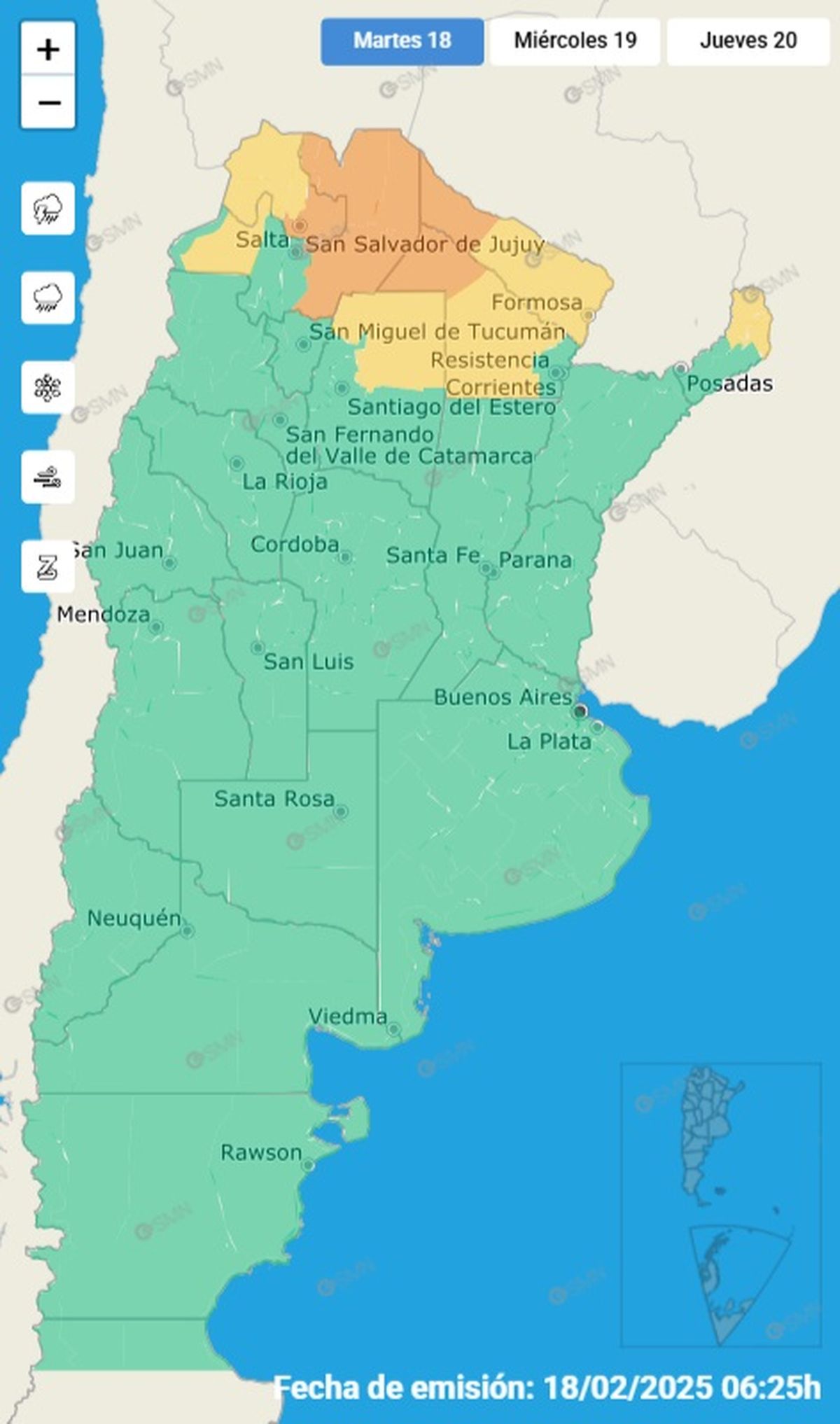 Las demás zonas se encuentran en alerta amarilla Las demás zonas se encuentran en alerta amarilla
