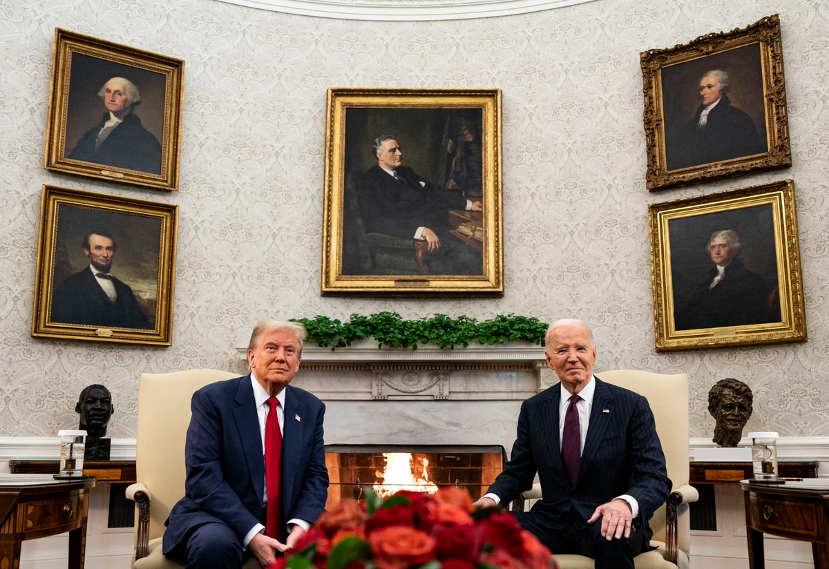 El presidente electo Donald Trump y el presidente de Estados Unidos, Joe Biden. Crédito: EFE/EPA/Al Drago.