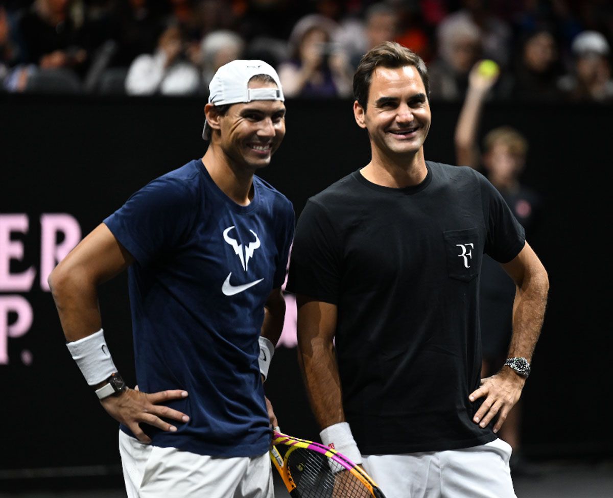 Roger Federer y Rafael Nadal en la previa de la Laver Cup