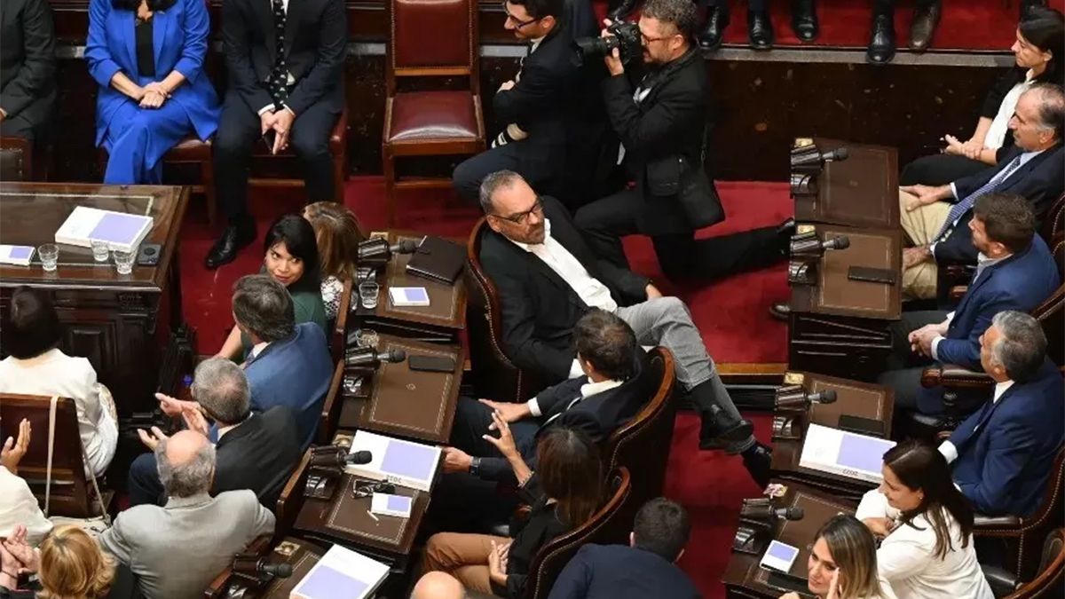 Fernando Iglesias durante el discurso del Presidente.