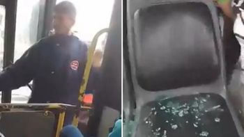 Video: un remisero le rompió los vidrios a un colectivo tras un accidente