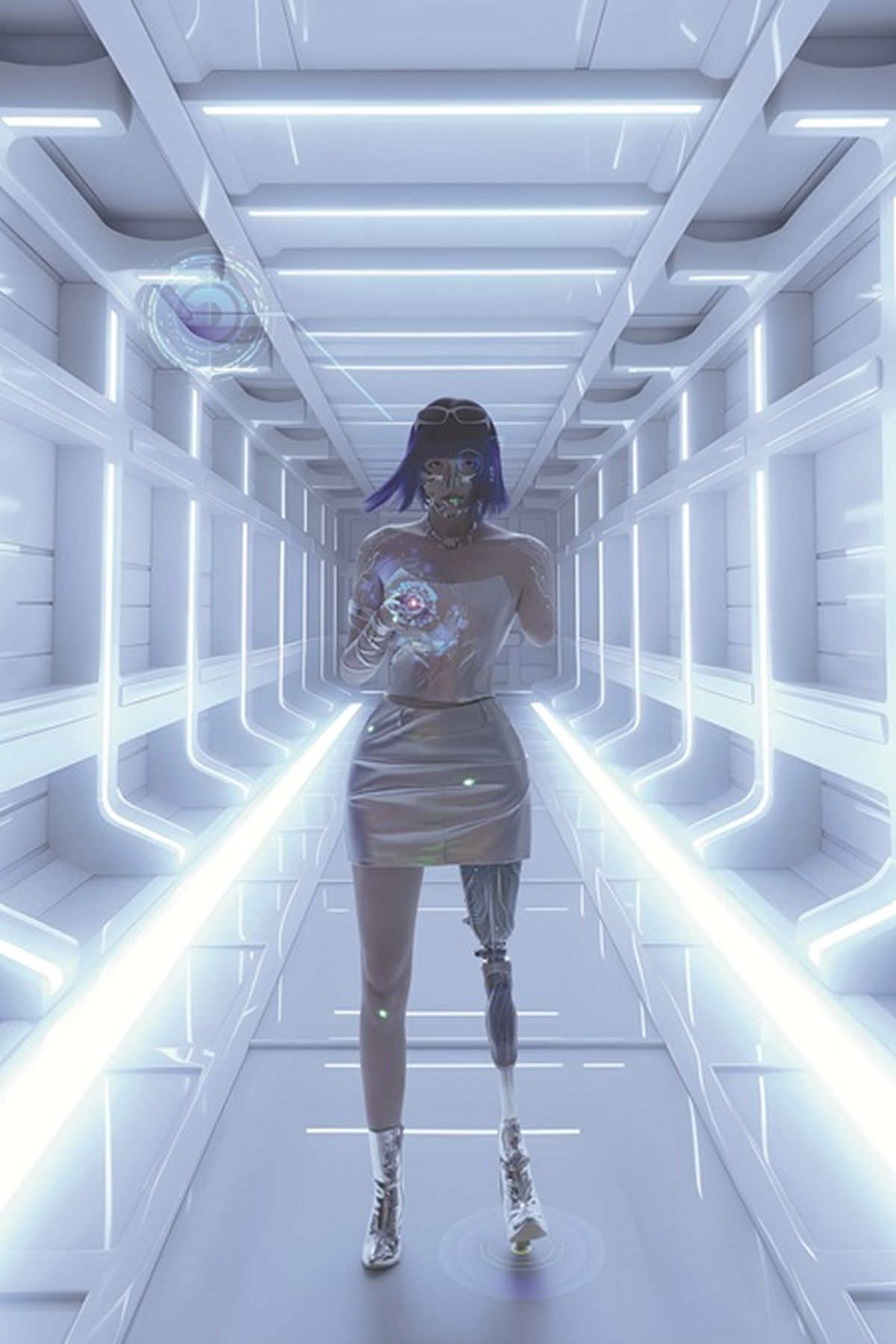 Weng Youyou, quien perdió su pierna y brazo izquierdos en un accidente automovilístico en 2020, aparece en esta foto estilizada con su pierna protésica “cyberpunk”. PARA USO DE CHINA DAILY Weng Youyou, quien perdió su pierna y brazo izquierdos en un accidente automovilístico en 2020, aparece en esta foto estilizada con su pierna protésica “cyberpunk”. PARA USO DE CHINA DAILY