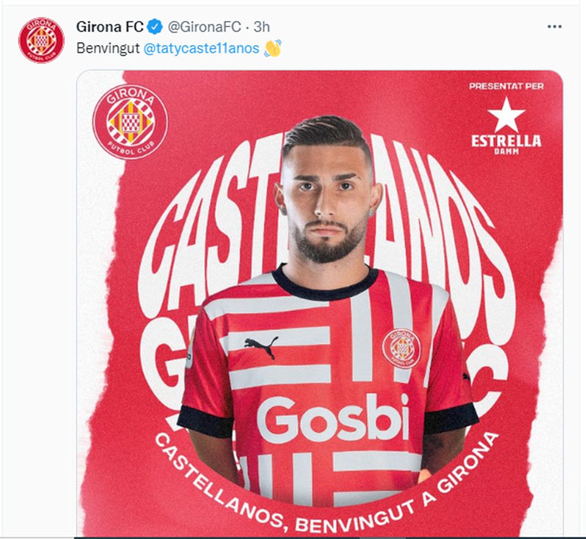Valentín Taty Castellanos fue anunciado como nuevo refuerzo del Girona de España