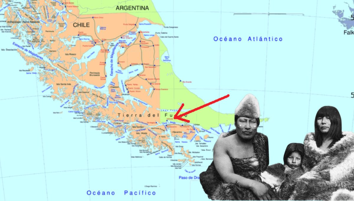 La provincia de Tierra del Fuego y una imagen alusiva a los yámanas o yaganes La provincia de Tierra del Fuego y una imagen alusiva a los yámanas o yaganes