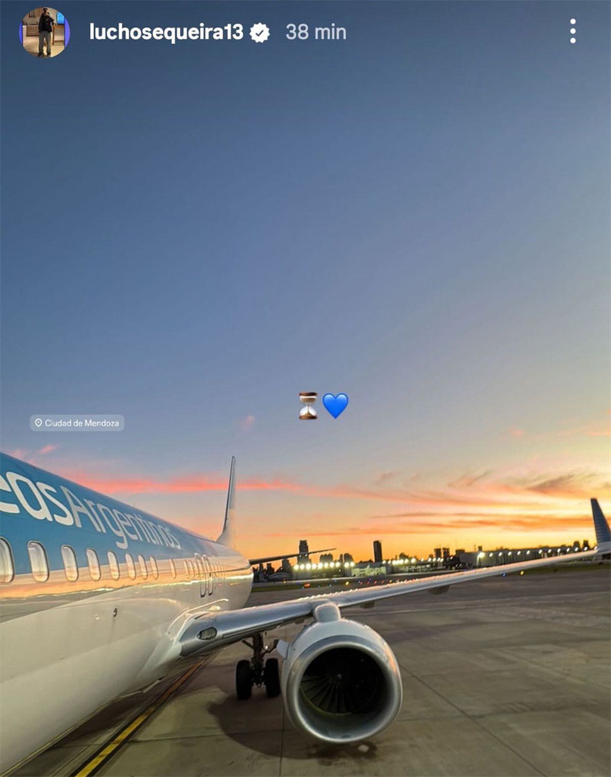 Luis Sequeira sum&oacute; una historia a Instagram anunciando su viaje a Mendoza.