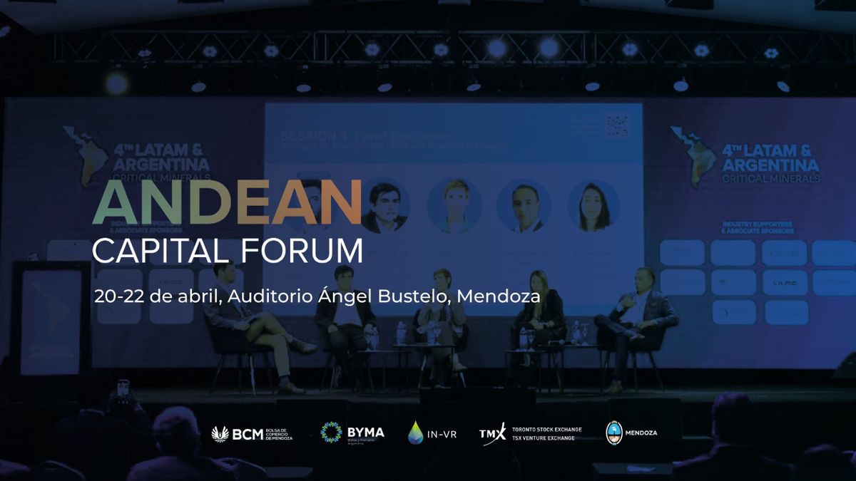 Mendoza vuelve al centro de la agenda minera internacional con el Andean Capital Forum, el encuentro que tendrá lugar del 20 al 22 de abril en el Auditorio Ángel Bustelo.