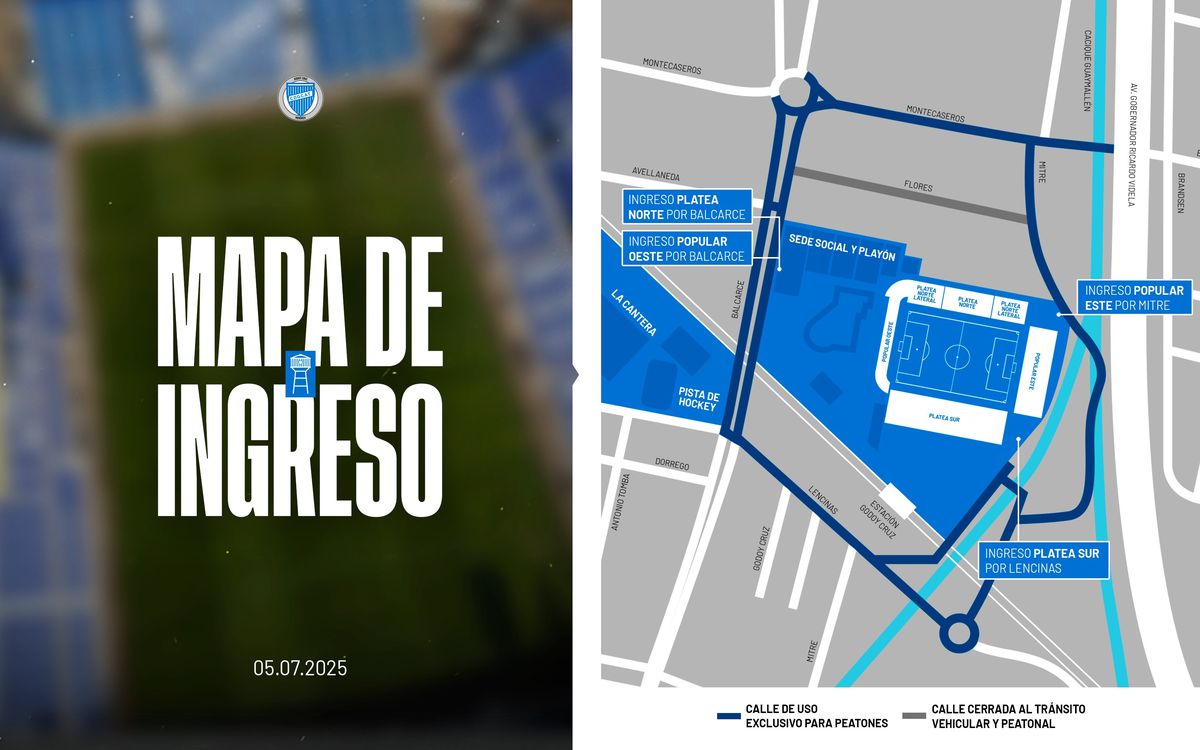 Godoy Cruz informó los accesos al Feliciano Gambarte para la reinauguración de este sábado. Godoy Cruz informó los accesos al Feliciano Gambarte para la reinauguración de este sábado.