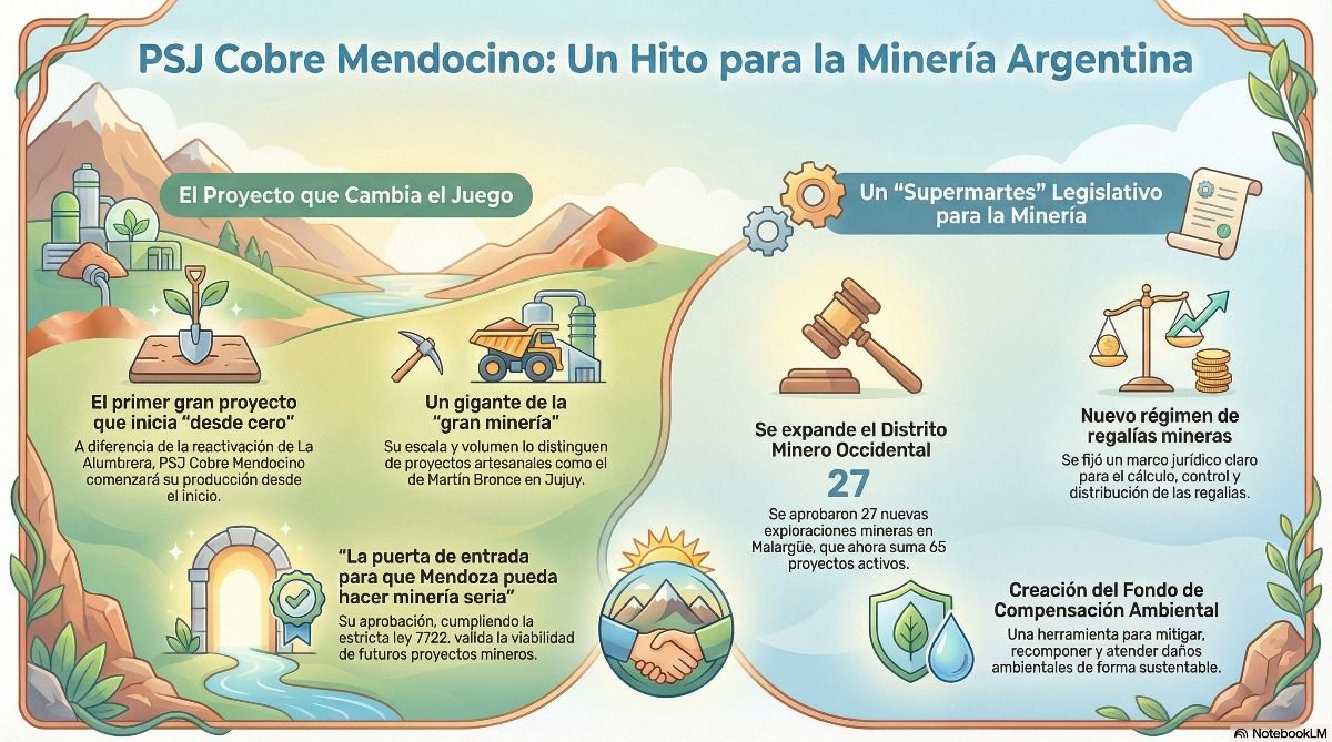 PSJ Cobre Mendocino: infografía sobre un proyecto que podría significar un cambio en la matriz productiva de Mendoza. PSJ Cobre Mendocino: infografía sobre un proyecto que podría significar un cambio en la matriz productiva de Mendoza.