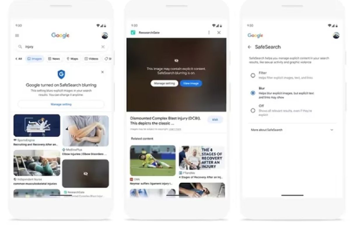 La función de SafeSearch evita mostrar contenido sensible a menores de edad
