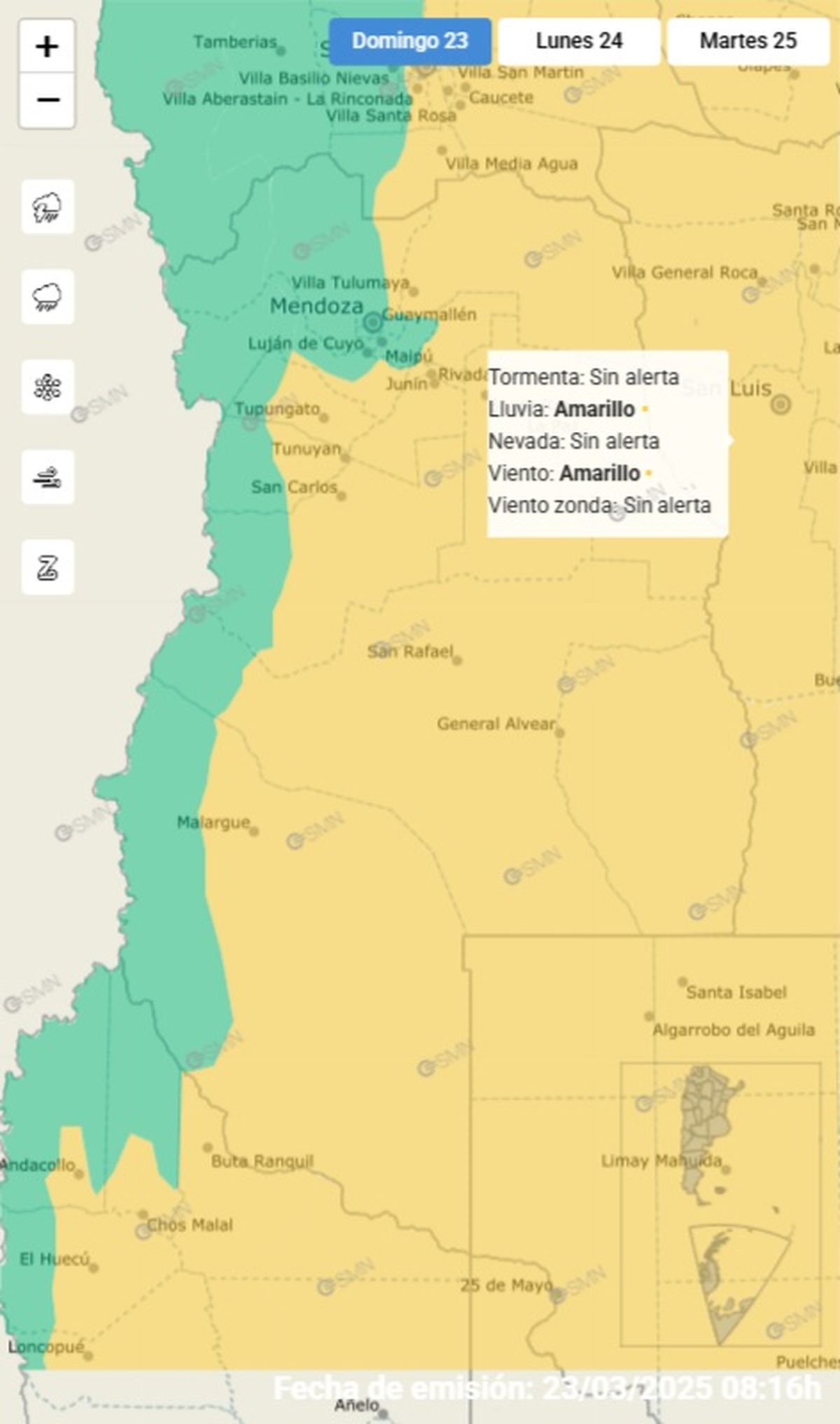 Pocos departamentos de la provincia de Mendoza no se encuentran en alerta Pocos departamentos de la provincia de Mendoza no se encuentran en alerta