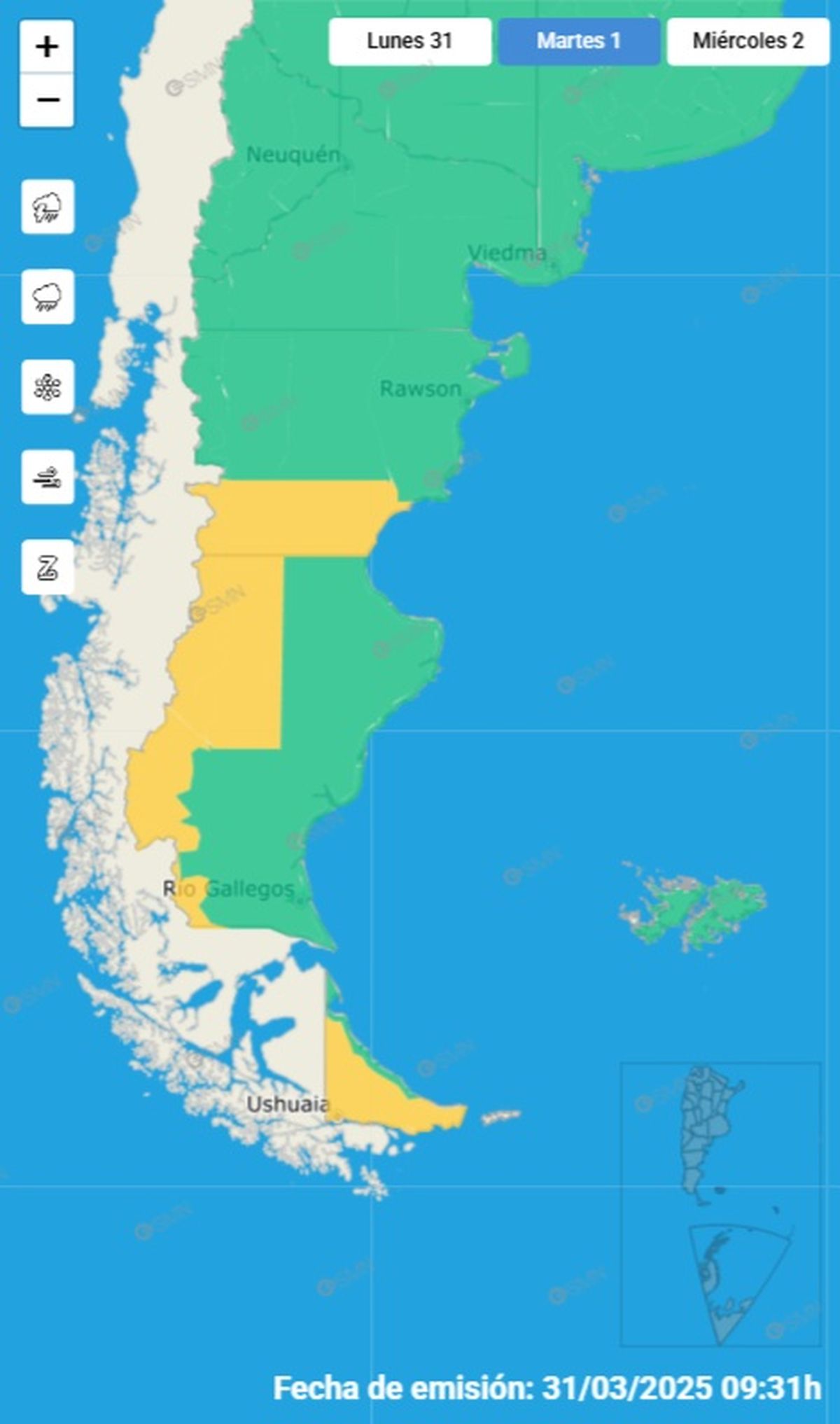 Estas son las provincias en alerta por nevadas Estas son las provincias en alerta por nevadas