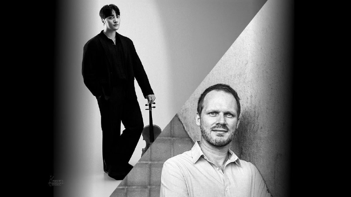 El violista surcoreano Geunhee Lee y el maestro brasilero Tobias Volkmann.